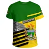 Padrão de Bandeira e Brasão Nacional do Zimbábue Impressão 3D Transfronteiriça Nova Camiseta Masculina de Manga Curta Venda Direta da Fábrica Fornecimento