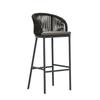 Taburete de bar nórdico de cuerda para exteriores, silla de bar de aleación de aluminio con respaldo alto, taburete de bar blanco minimalista moderno.