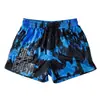 Shorts Esportivos Americanos Novos Tendência Estampa de Letras Rua Hip-Hop Cintura Elástica Marca Tendência Soltos Casuais Calças de Cinco Pontos