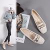 Couro Macio Sola Macia Couro Genuíno Sapatilhas Outono Novo Verniz Sapatos Feijão Boca Rasa Casual Versátil Mocassins Sapatos para Mulheres
