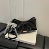 Bolso de Nube Plegado Brillante Nuevo 2026 con Decoración de Lazo de Encaje de Perlas, Bolso Pequeño de Hombro Cruzado para Niñas