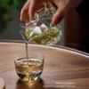Tazón de té con tapa de pétalo de vidrio Baicai, taza de té con tapa transparente resistente al calor, tazón de té individual, juego de té de kung fu, tazón de té para el hogar