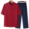 Traje Tang Estilo Chinês 2025 para Homens, Roupa Masculina Estilo Chinês para Meia-Idade e Idosos, Conjunto de Roupa para Pai de Verão, Roupa Casual Solta de Verão
