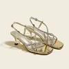 Sandalias de Pedrería Francesas para Mujer Verano 2025 Nuevos Tacones de Aguja con Sandalias de Falda Estilo Hada Sexy Punta Abierta Tacones Altos