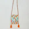 Xinjiang Adelaide Bolsa para Teléfono Móvil Estilo Étnico Bolso Pequeño de Hombro Bolso de Lona para Estudiantes Bolso de Mano Cruzado Bolso Cuadrado Pequeño con Borla
