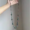 Novo Colar de Contas Cerâmicas Azuis Estilo Chinês Feminino Estilo Étnico Pingente Trançado Corrente Longa para Suéter Colar de Alta Qualidade