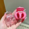 Pinza de calabaza con moño a medio hacer, clip para agarrar carne, letra con diamantes de imitación, chica popular, dulce, genial, de alta gama, clip de tiburón, pasador de pelo rosa dopamina