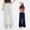 Pantalones Rectos para Chicas de Secundaria, Estilo Delgado de Verano, Talla Grande, Pantalones Deportivos de Punto Holgados, Pantalones Largos Casuales para Estudiantes