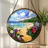 Enfeites de vidro florais com tema de praia transfronteiriços, decorações penduradas coloridas para casa, decorações de janela e móbiles de sol para jardim