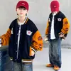 Venta al por mayor transfronteriza de chaquetas de béisbol nuevas de estilo americano de moda para niños, prendas de abrigo de estilo funcional, chaquetas bordadas de primavera y otoño, ropa para niños