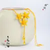 Collar con Borla de Flor de Tres Vidas y Flor de Cinco Pétalos Color Oro Arena Estilo Mismo de Puzuo Gold Shop con Flores Florecientes y Cadena para Clavícula para Mujeres Versátiles y Elegantes