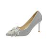 Zapatos de tacón alto mujer 2024 primavera y otoño nuevos sexy lazo lentejuelas puntiagudos zapatos de boda versátiles zapatos de tacón fino mujer