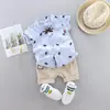 Conjunto de Roupas Infantis Transfronteiriças para Crianças de 0 a 4 Anos, Camiseta de Manga Curta de Verão com Estampa Completa, Conjunto de 2 Peças com Camisa e Shorts, Envio Direto da Fábrica