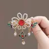 Horquilla de Borla Azul Perla Esmaltada Estilo Antiguo, Accesorio para el Cabello Hanfu de Alta Gama, Pinza Lateral de Mariposa Estilo Chino, Accesorio de Horquilla Lateral para Mujer
