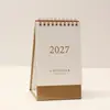 Calendario de Escritorio Corporativo 2027 Anuncio Logo Promocional Estampado Dorado Planificador Semanal Cuaderno de Calendario de Escritorio para Oficina de Negocios Impresión
