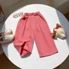 2026 Nuevo Estilo Pantalones Casuales de Pierna Ancha Color Caramelo para Niñas Estilo Coreano Color Sólido Pantalones Yamamoto para Primavera, Verano y Otoño para Uso al Aire Libre