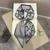 Novo Lenço Longo 2025 Seda Estampado Dupla Face Lenço Elegante Moda Verão Cinto Decorativo Lenço