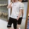 Conjunto de Camiseta de Manga Curta com Gola Redonda Masculino Transfronteiriço para Adolescentes, Bonito Casual Moderno de Marca Solto para Esportes Viagem