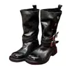 Botines cortos de piel de vaca suave con suela gruesa para aumentar la altura y estilizar, botas estilo Martin versátiles y de moda con hebilla, botines Chelsea de tacón grueso