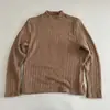 Suéter Acanalado Súper Cómodo para Mujer, Cuello Alto Pequeño, Color Sólido, Camiseta Básica Casual de Manga Larga, Nuevo Top de Otoño e Invierno