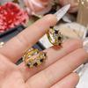 Pendientes de lujo calientes para transmisión en vivo Camelia chapados en oro de 18 quilates, totalmente de diamantes, con temperamento rico, aretes de tesoro de orquídea mariposa de colores para mujer