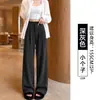 Pantalones de pana de pierna ancha con caída de gama alta para mujer, otoño 2026, nuevo estilo, traje de pierna estrecha petite