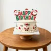 Tema de Papai Noel de Desenho Animado Bandeirola de Aniversário Atmosfera Festa Banner de Letras Topper de Bolo Ornamento