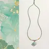 Nuevo Collar con Colgante de Perla y Ágata Estilo Chino Natural Tianshan Verde Lujo Ligero para Mujer Colgante de Collar de Seda Dorada Jade Ruyi Lock