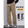 Calças Casuais Masculinas Verão Nova Marca Tendência Soltas Retas Wide Leg Esportivas Comprimento Total