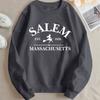 Sudadera con capucha casual de cuello redondo para mujer estampada con Salem Massachuse
