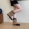 Botas Curtas de Fivela Dupla Estilo Coreano para Mulheres Baixinhas 2026 Outono/Inverno Novas Botas Fashion Retro de Salto Médio Bico Redondo Botas Versáteis