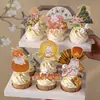 Decoración para Cupcakes del Festival de Mitad de Otoño 2025 Adornos de Conejo Pastel de Luna Conejo de Jade Loto Rocalla Abanico Chino Enchufe