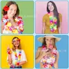 Guirnalda de accesorios, combinación multicolor para fiestas de actuación, collares de pétalos de flores artificiales, anillos para el cuello, anillos para el pecho, suministros para bodas