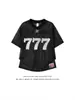 Marca Trendy Americana 777 Camiseta Deportiva de Malla Digital de Manga Corta para Hombre en Verano, Top Casual Holgado y Transpirable con Cuello en V