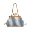 Bolso cruzado con rayas de color block a la moda, cierre de clip, bolso de hombro único para la noche, elegante y simple, gran capacidad, bolso de mano versátil