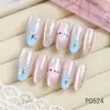 P522-524 Estilo Juguetón Dulce Femenino Ojo de Gato Degradado Estrellas Puntos Polka Dibujos Animados Franceses Gatito Uñas Portátiles 3D