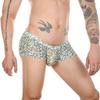 CLEVER-MENMODE - Bóxers de malla con estampado de leopardo para hombre, ropa interior sexy europea y americana, venta al por mayor