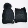 Otoño e invierno Nuevo con terciopelo acolchado logo de letra B bola de lana gorro de lana tejido bufanda traje cálido de dos piezas para mujer