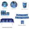 Nova Decoração de Festa de Aniversário Tema Tigre Azul Pet Kpop Suprimentos Bandeira de Banner Espiral Pendurado Prato de Papel