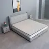 Cama sencilla de madera maciza cama moderna de cuero genuino doble 1.8x2 metros de alta gama lujo ligero dormitorio principal 1.5 metros apartamento pequeño cama de boda