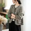 Toma real: Chaqueta de punto color block estilo Chanel, top corto ajustado estilo coreano para mujer, suéter elegante