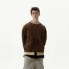 Suéter Cardigan Masculino Falso Duas Peças Design 2025 Novo Outono e Inverno Estilo Coreano Estilo Preguiçoso Tricô Solto Top