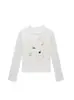 Camiseta de Manga Larga para Mujer, Estilo Nuevo de Primavera y Otoño, Estampado de Gato y Perro de Dibujos Animados, Corte Ajustado, Versátil, Cuello Redondo, Hombro Normal, Top, Capa Base