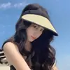 Sombrero de sol de una pieza con parte superior vacía para mujer, sin costuras, protector solar, verano 2024, nuevo sombrero de seda helada anti-ultravioleta UV