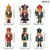 12 Piezas Adornos de Cascanueces Soldado de Papel para Navidad Estilo Retro Colorido Colgantes de Decoración Navideña de 15 cm