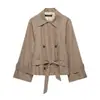 E-commerce transfronteiriço, moda feminina estilo europeu e americano, o trench coat xadrez com amarração frontal mais vendido da ZA para outono/inverno