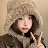 Nuevo Sombrero de Peluche para Otoño e Invierno, Lindo Sombrero Cálido con Orejas de Oso de Peluche, Protección para los Oídos, Circunferencia de Cabeza Grande Sombrero Pico de Trueno