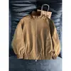 Jaqueta bomber de gola alta estilo workwear retro americano da moda para homens, outono e inverno, jaqueta curta versátil de corte solto para casais