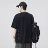 Camiseta de verano de manga corta para hombre de 250 g, corte holgado, nuevo modelo 2025, bordado de letras, blanco, top casual de alta gama, moderno