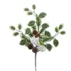 Fabricante por atacado: folhas de azevinho artificiais, agulhas de pinheiro, pinhas, bagas brancas cobertas de neve para arranjos florais, decorações de Natal DIY e flores de corte